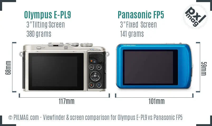 Olympus E-PL9 vs Panasonic FP5 Screen and Viewfinder comparison