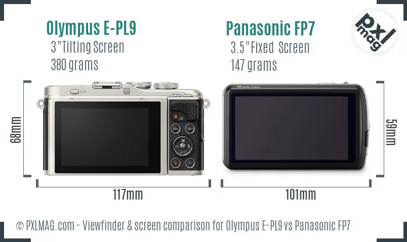 Olympus E-PL9 vs Panasonic FP7 Screen and Viewfinder comparison