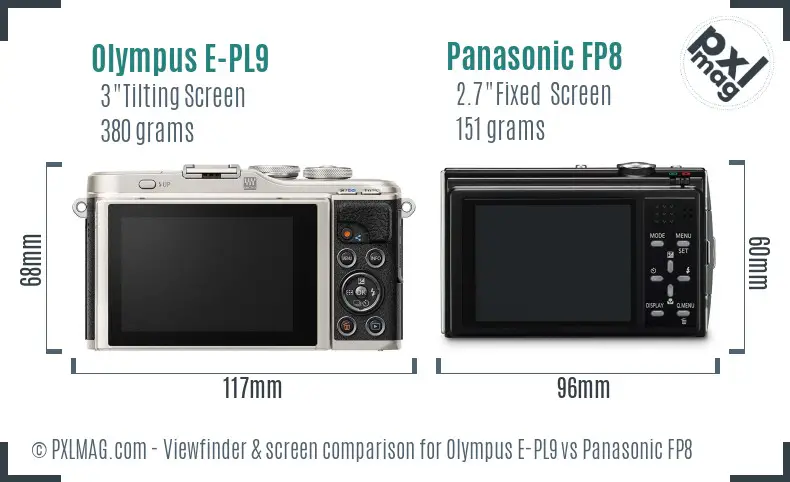 Olympus E-PL9 vs Panasonic FP8 Screen and Viewfinder comparison