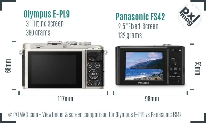 Olympus E-PL9 vs Panasonic FS42 Screen and Viewfinder comparison