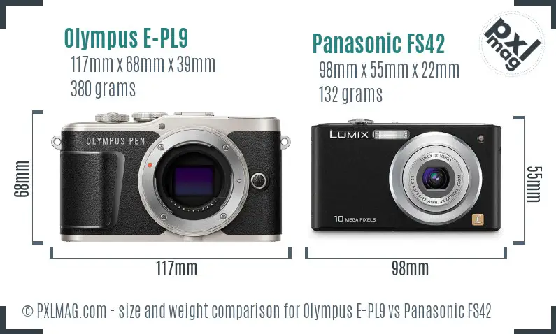 Olympus E-PL9 vs Panasonic FS42 size comparison