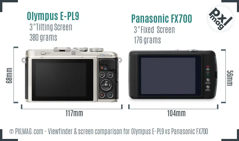 Olympus E-PL9 vs Panasonic FX700 Screen and Viewfinder comparison