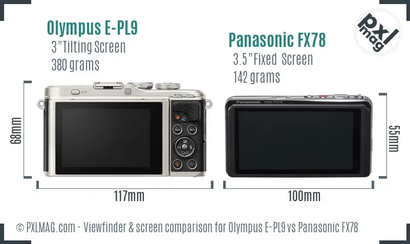 Olympus E-PL9 vs Panasonic FX78 Screen and Viewfinder comparison