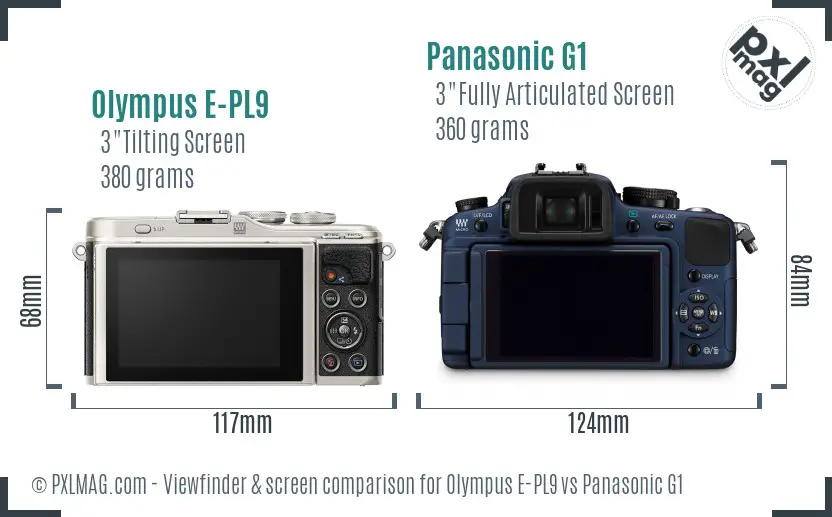 Olympus E-PL9 vs Panasonic G1 Screen and Viewfinder comparison