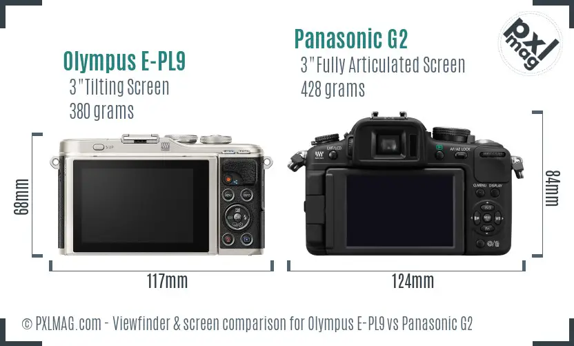Olympus E-PL9 vs Panasonic G2 Screen and Viewfinder comparison