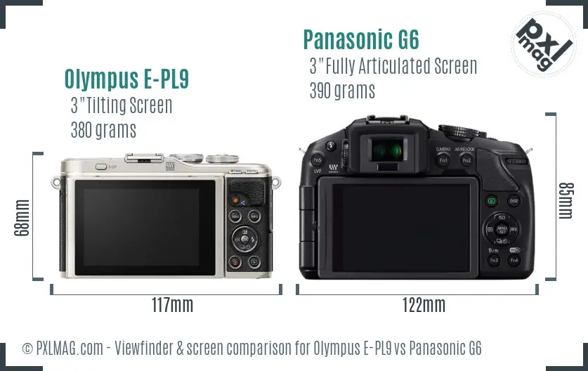 Olympus E-PL9 vs Panasonic G6 Screen and Viewfinder comparison