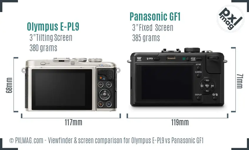 Olympus E-PL9 vs Panasonic GF1 Screen and Viewfinder comparison