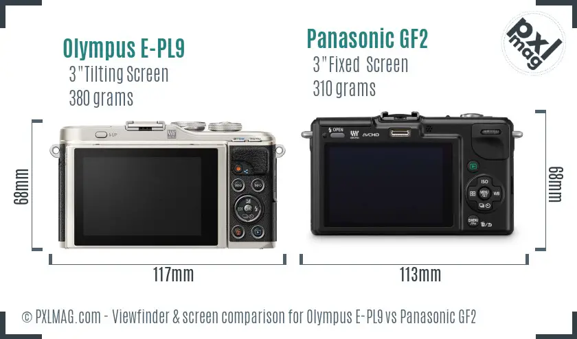 Olympus E-PL9 vs Panasonic GF2 Screen and Viewfinder comparison