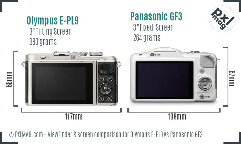 Olympus E-PL9 vs Panasonic GF3 Screen and Viewfinder comparison