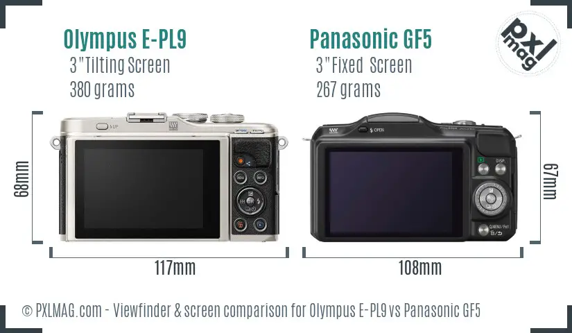 Olympus E-PL9 vs Panasonic GF5 Screen and Viewfinder comparison