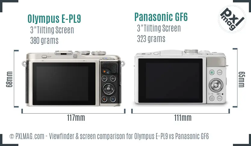 Olympus E-PL9 vs Panasonic GF6 Screen and Viewfinder comparison