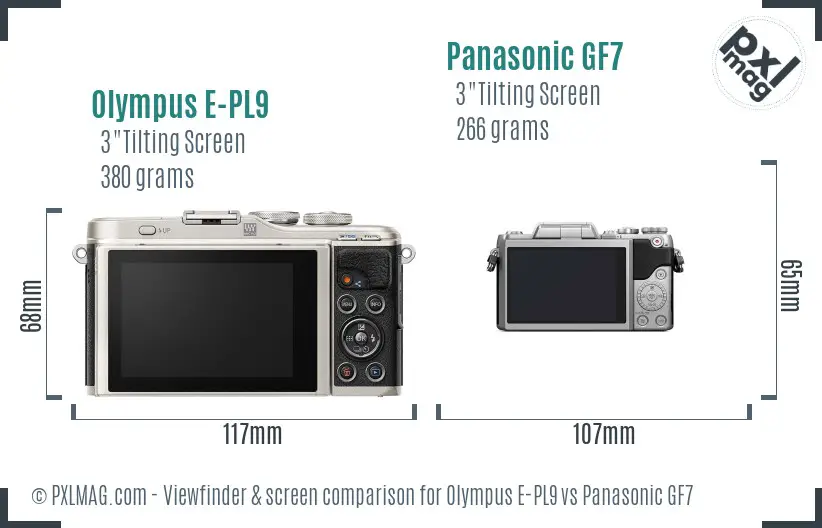 Olympus E-PL9 vs Panasonic GF7 Screen and Viewfinder comparison