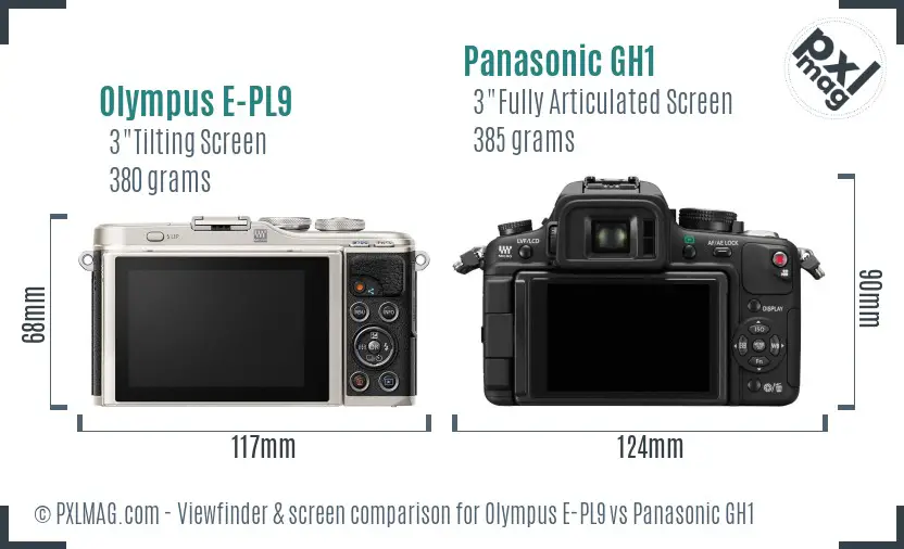 Olympus E-PL9 vs Panasonic GH1 Screen and Viewfinder comparison