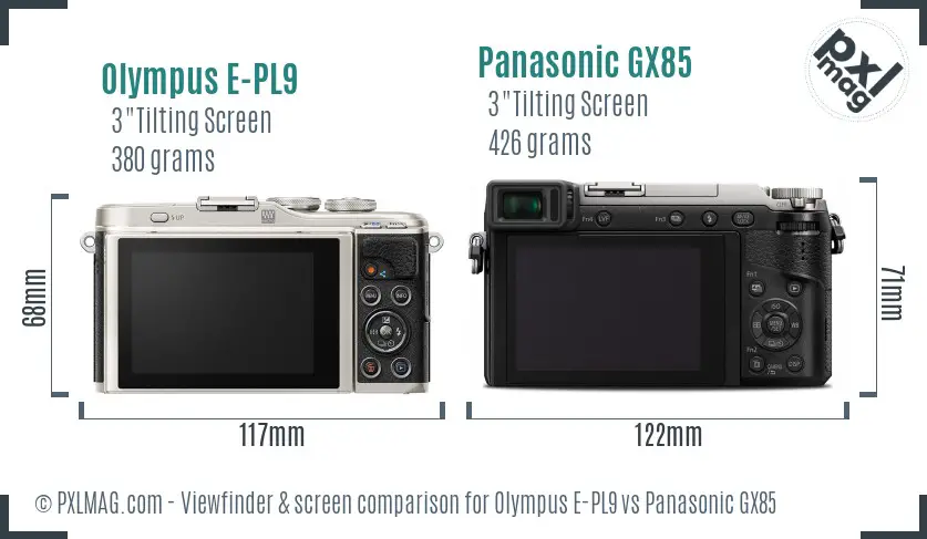 Olympus E-PL9 vs Panasonic GX85 Screen and Viewfinder comparison