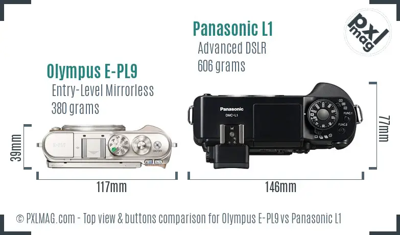 Olympus E-PL9 vs Panasonic L1 top view buttons comparison