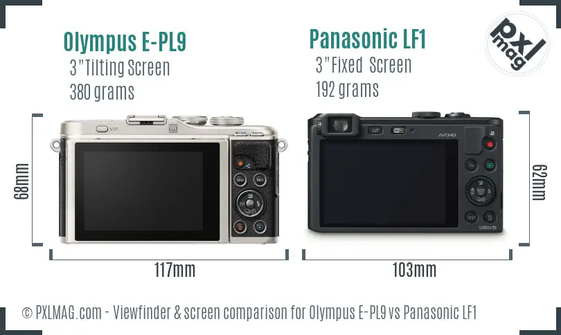 Olympus E-PL9 vs Panasonic LF1 Screen and Viewfinder comparison