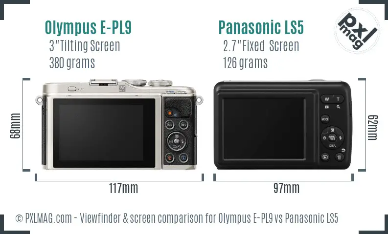 Olympus E-PL9 vs Panasonic LS5 Screen and Viewfinder comparison