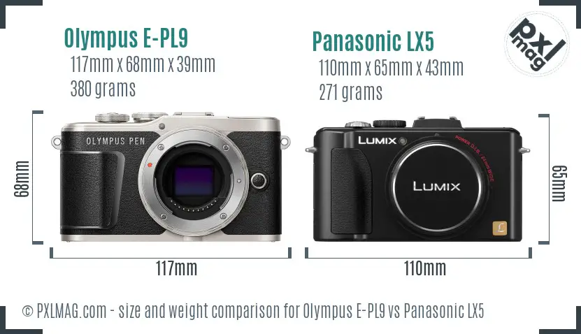 Olympus E-PL9 vs Panasonic LX5 size comparison