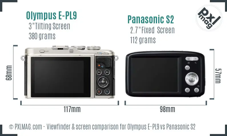 Olympus E-PL9 vs Panasonic S2 Screen and Viewfinder comparison