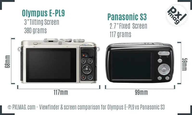 Olympus E-PL9 vs Panasonic S3 Screen and Viewfinder comparison