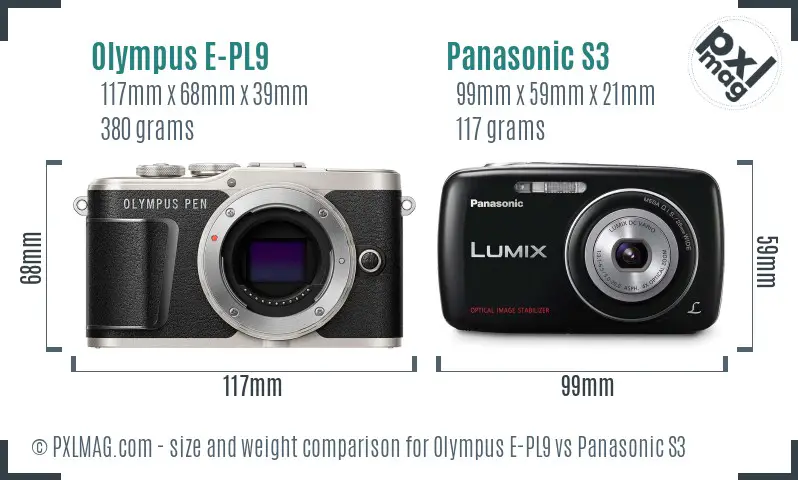 Olympus E-PL9 vs Panasonic S3 size comparison