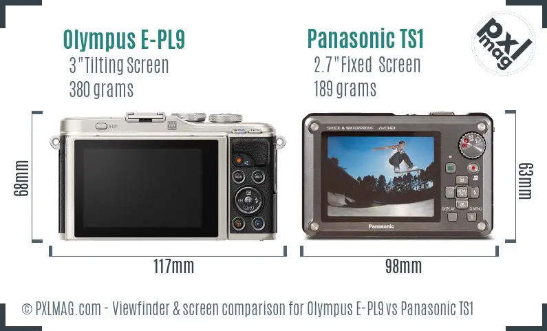 Olympus E-PL9 vs Panasonic TS1 Screen and Viewfinder comparison