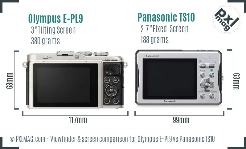 Olympus E-PL9 vs Panasonic TS10 Screen and Viewfinder comparison