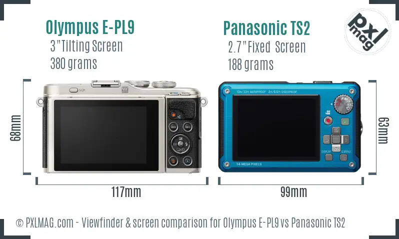 Olympus E-PL9 vs Panasonic TS2 Screen and Viewfinder comparison