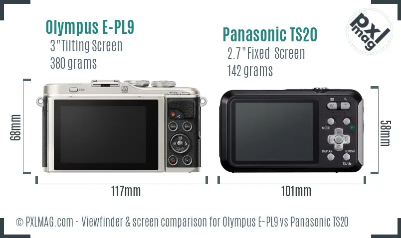 Olympus E-PL9 vs Panasonic TS20 Screen and Viewfinder comparison