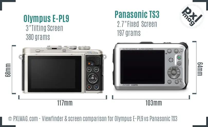 Olympus E-PL9 vs Panasonic TS3 Screen and Viewfinder comparison