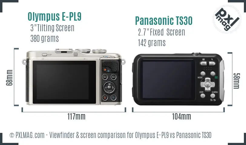 Olympus E-PL9 vs Panasonic TS30 Screen and Viewfinder comparison