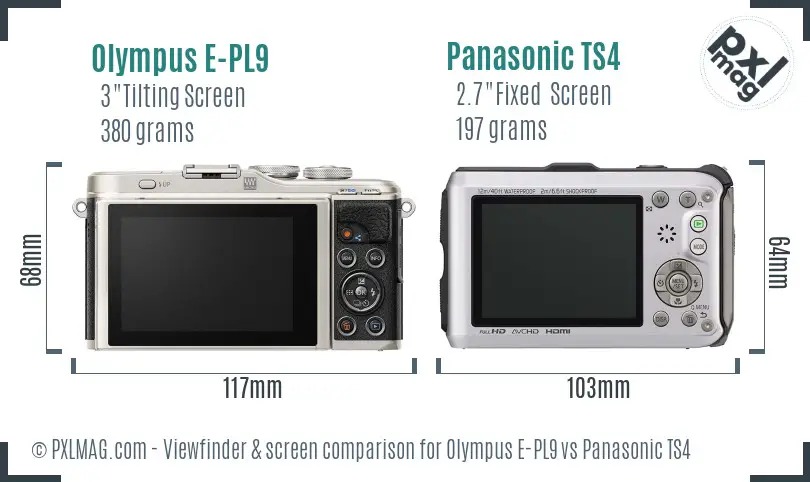 Olympus E-PL9 vs Panasonic TS4 Screen and Viewfinder comparison