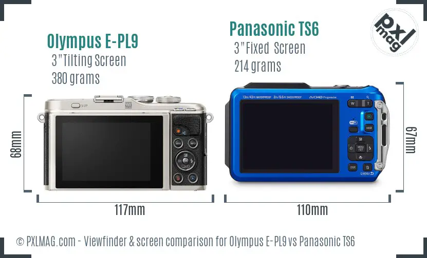 Olympus E-PL9 vs Panasonic TS6 Screen and Viewfinder comparison