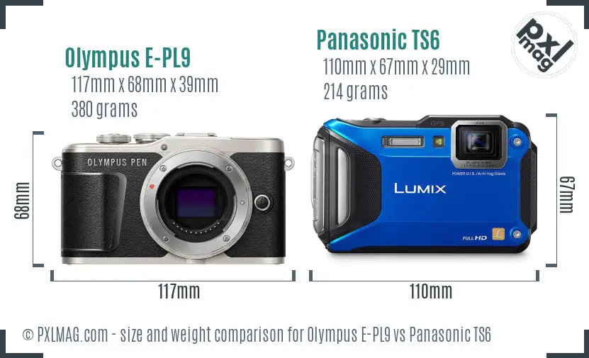 Olympus E-PL9 vs Panasonic TS6 size comparison