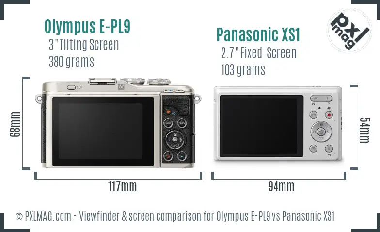 Olympus E-PL9 vs Panasonic XS1 Screen and Viewfinder comparison