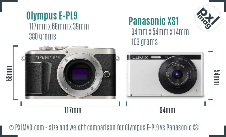 Olympus E-PL9 vs Panasonic XS1 size comparison