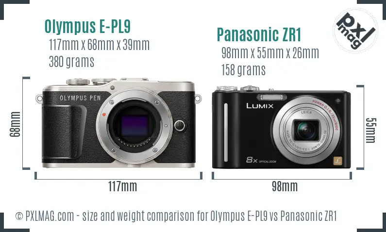 Olympus E-PL9 vs Panasonic ZR1 size comparison