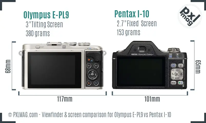 Olympus E-PL9 vs Pentax I-10 Screen and Viewfinder comparison