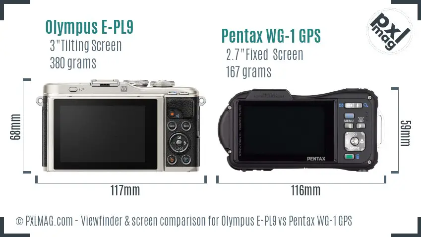 Olympus E-PL9 vs Pentax WG-1 GPS Screen and Viewfinder comparison