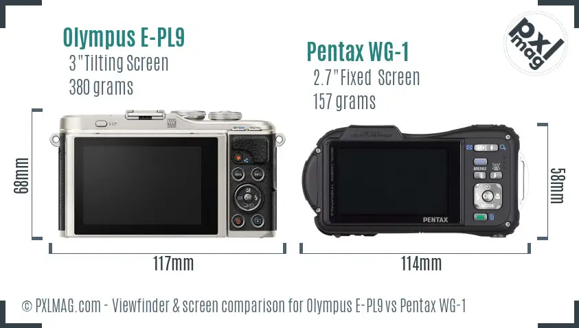 Olympus E-PL9 vs Pentax WG-1 Screen and Viewfinder comparison