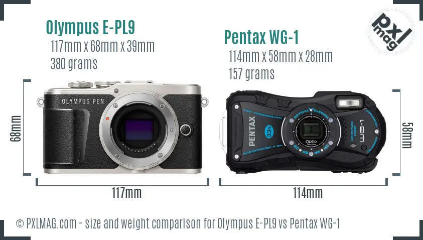 Olympus E-PL9 vs Pentax WG-1 size comparison