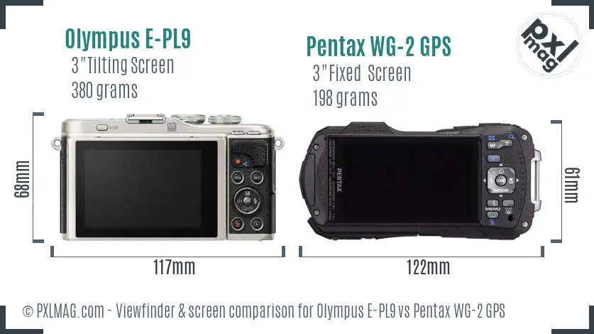Olympus E-PL9 vs Pentax WG-2 GPS Screen and Viewfinder comparison