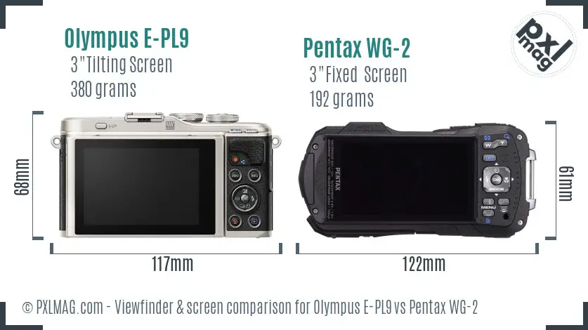 Olympus E-PL9 vs Pentax WG-2 Screen and Viewfinder comparison