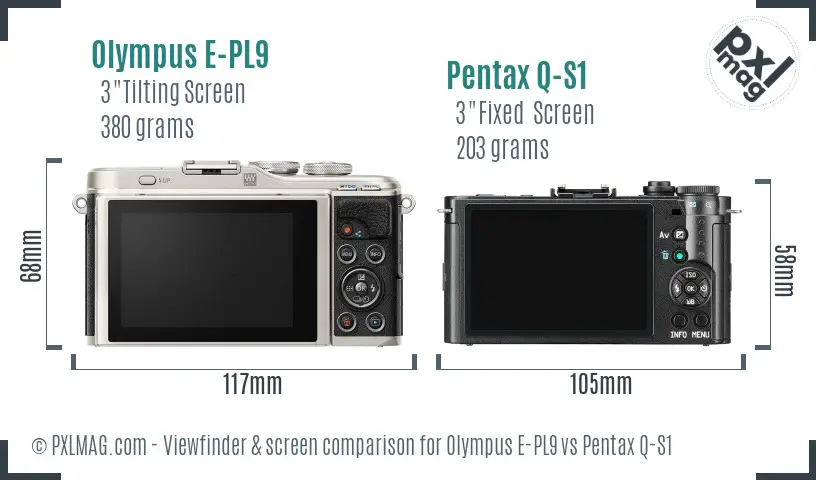 Olympus E-PL9 vs Pentax Q-S1 Screen and Viewfinder comparison