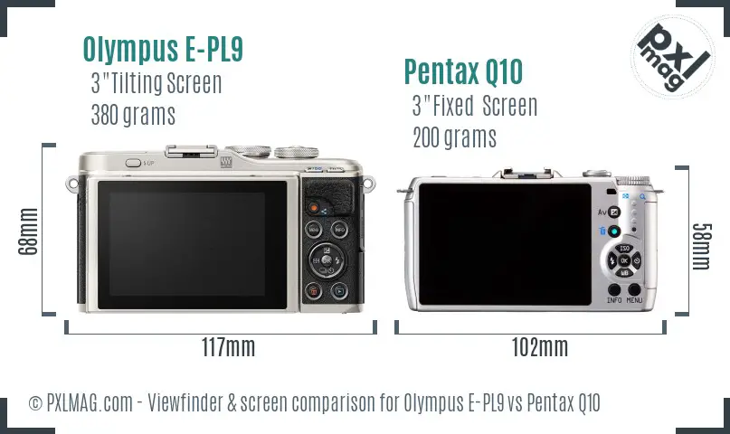 Olympus E-PL9 vs Pentax Q10 Screen and Viewfinder comparison