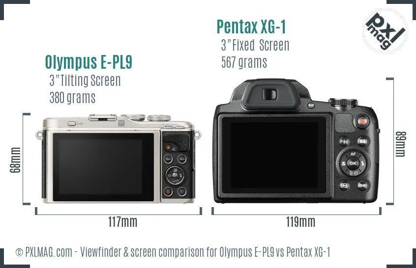 Olympus E-PL9 vs Pentax XG-1 Screen and Viewfinder comparison Olympus E-PL9 vs Pentax XG-1 Screen and Viewfinder comparison