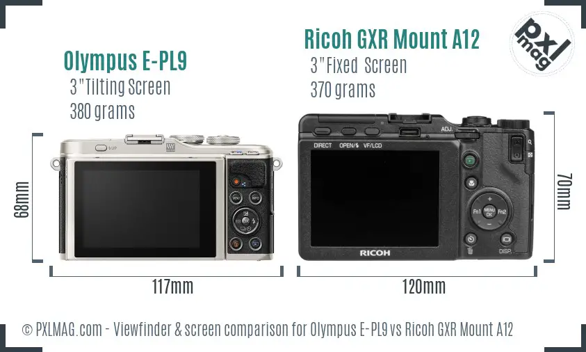 Olympus E-PL9 vs Ricoh GXR Mount A12 Screen and Viewfinder comparison