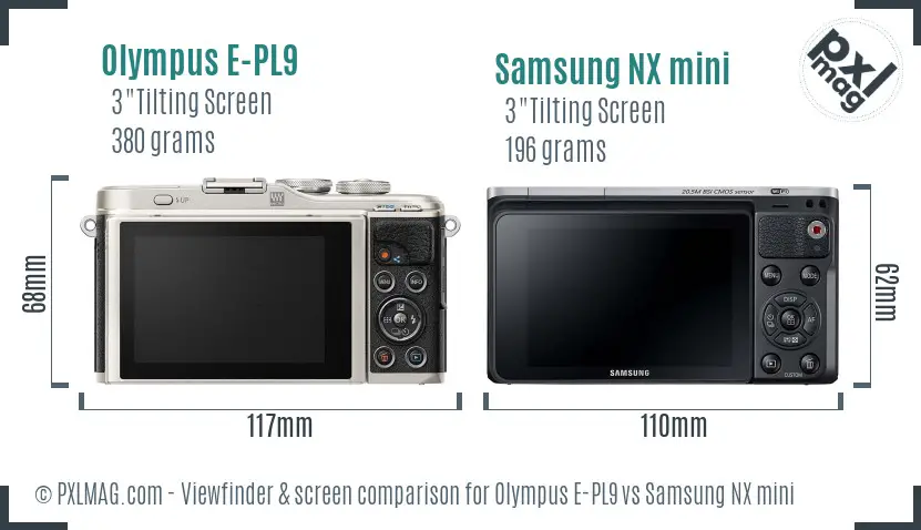 Olympus E-PL9 vs Samsung NX mini Screen and Viewfinder comparison