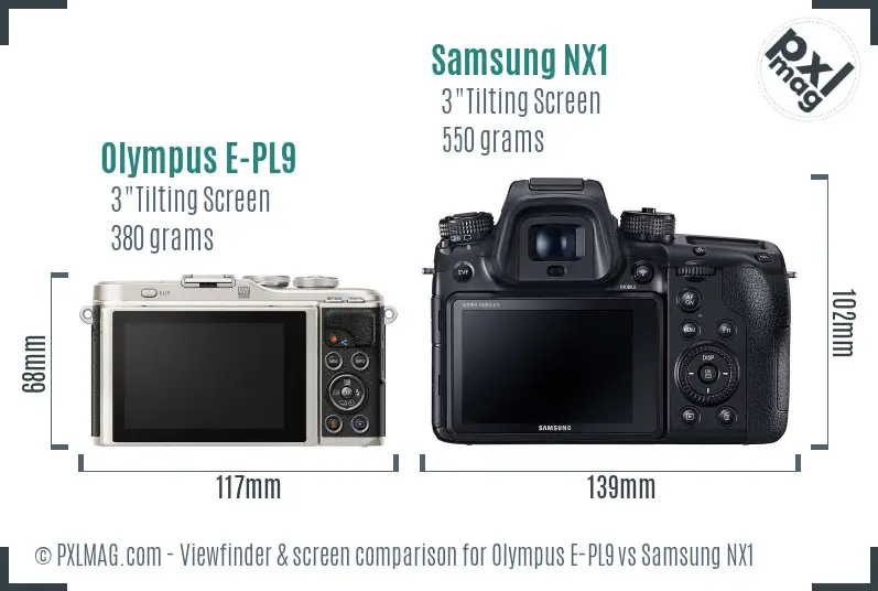 Olympus E-PL9 vs Samsung NX1 Screen and Viewfinder comparison