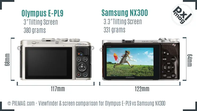 Olympus E-PL9 vs Samsung NX300 Screen and Viewfinder comparison